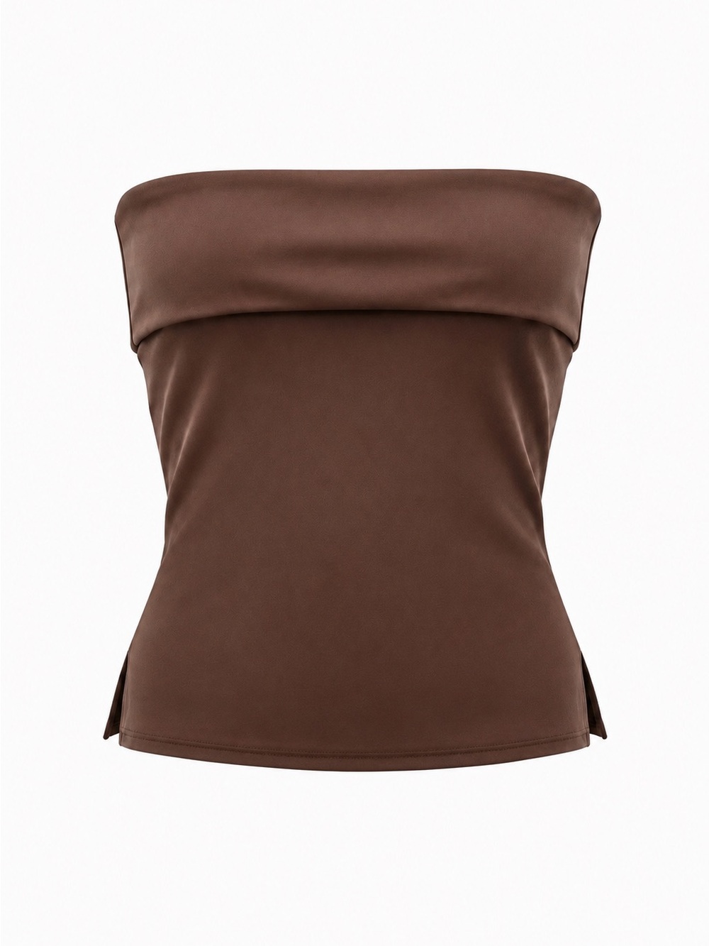 Gaze Chocolate Brown Strapless Foldover Tube Top Size Small